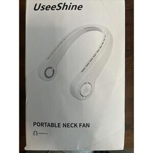 UseeShine Portable Neck Fan, USB Rechargeable, Headphone Design - WHITE